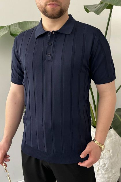 BayAygun 5050 Triko Dügmeli Polo Yaka Tshırt_Lacivert resmi