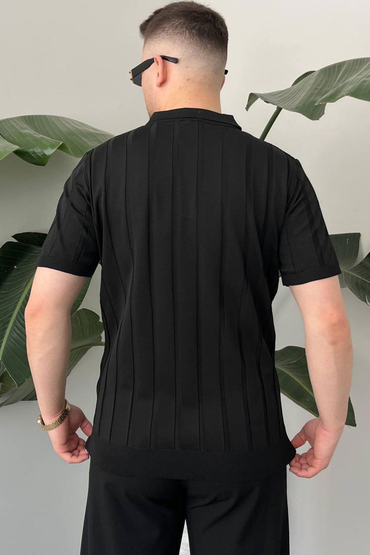 BayAygun 5050 Triko Dügmeli Polo Yaka Tshırt_Siyah resmi