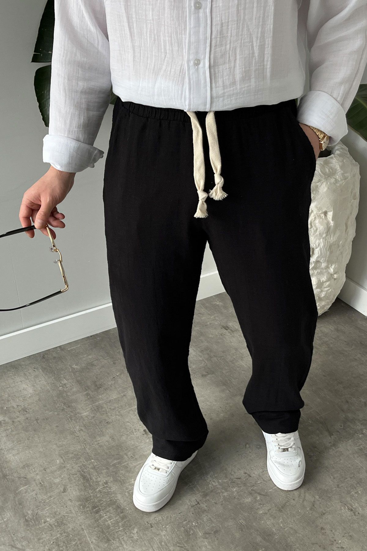 BayAygun 5070 Baggy Joger Keten Pantolon_Siyah resmi
