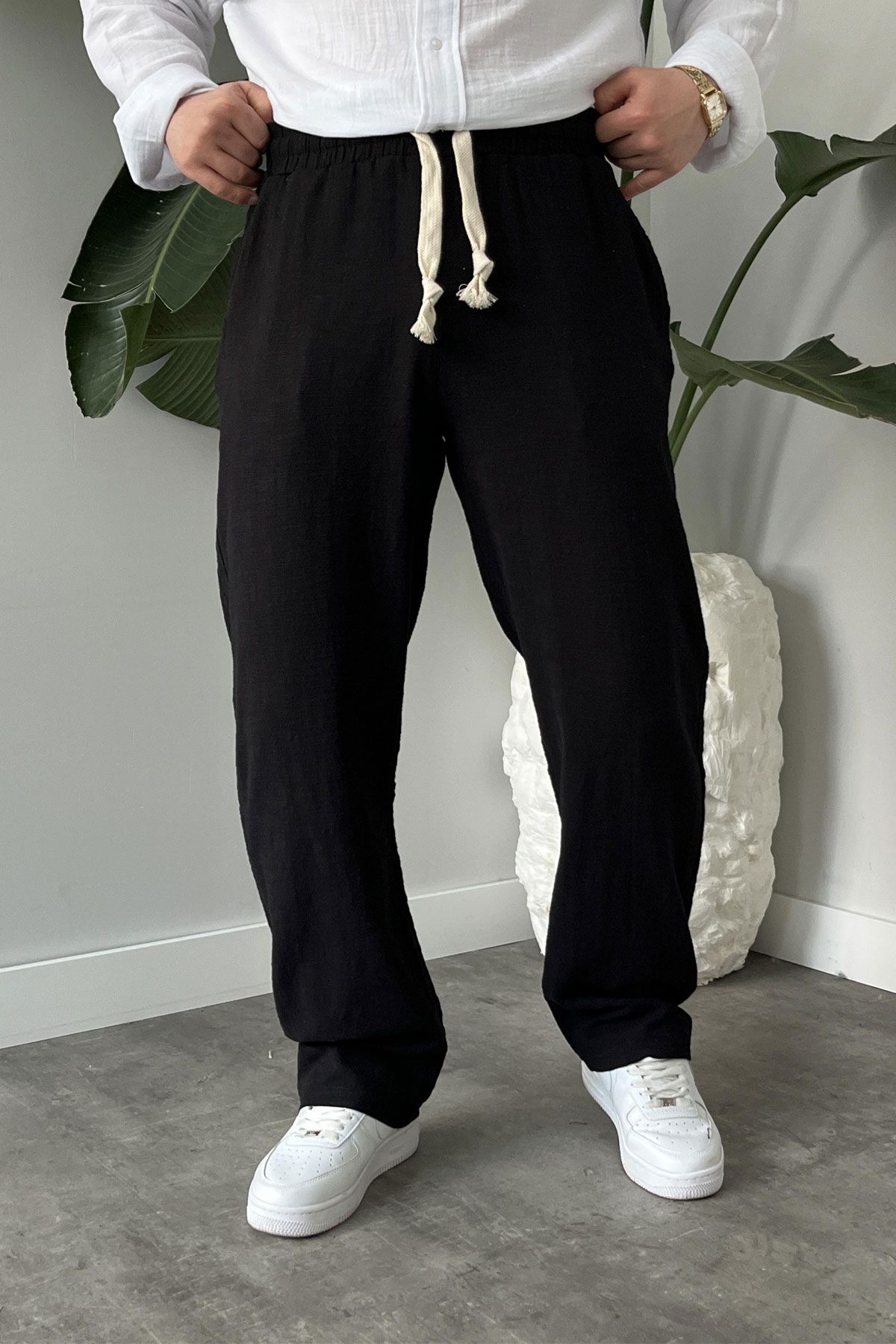 BayAygun 5070 Baggy Joger Keten Pantolon_Siyah resmi
