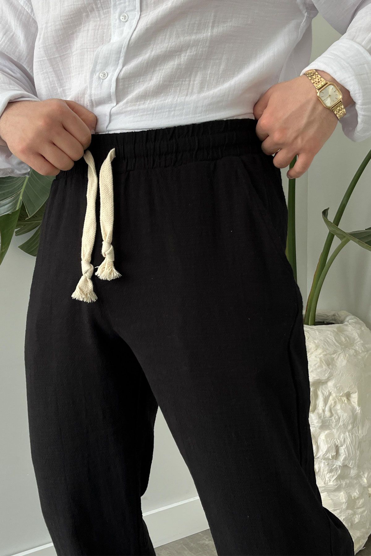 BayAygun 5070 Baggy Joger Keten Pantolon_Siyah resmi