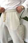BayAygun 5070 Baggy Joger Keten Pantolon_Beyaz resmi