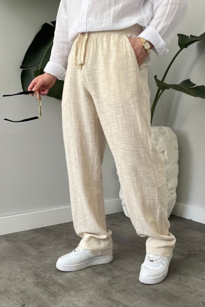BayAygun 5070 Baggy Joger Keten Pantolon_Bej resmi