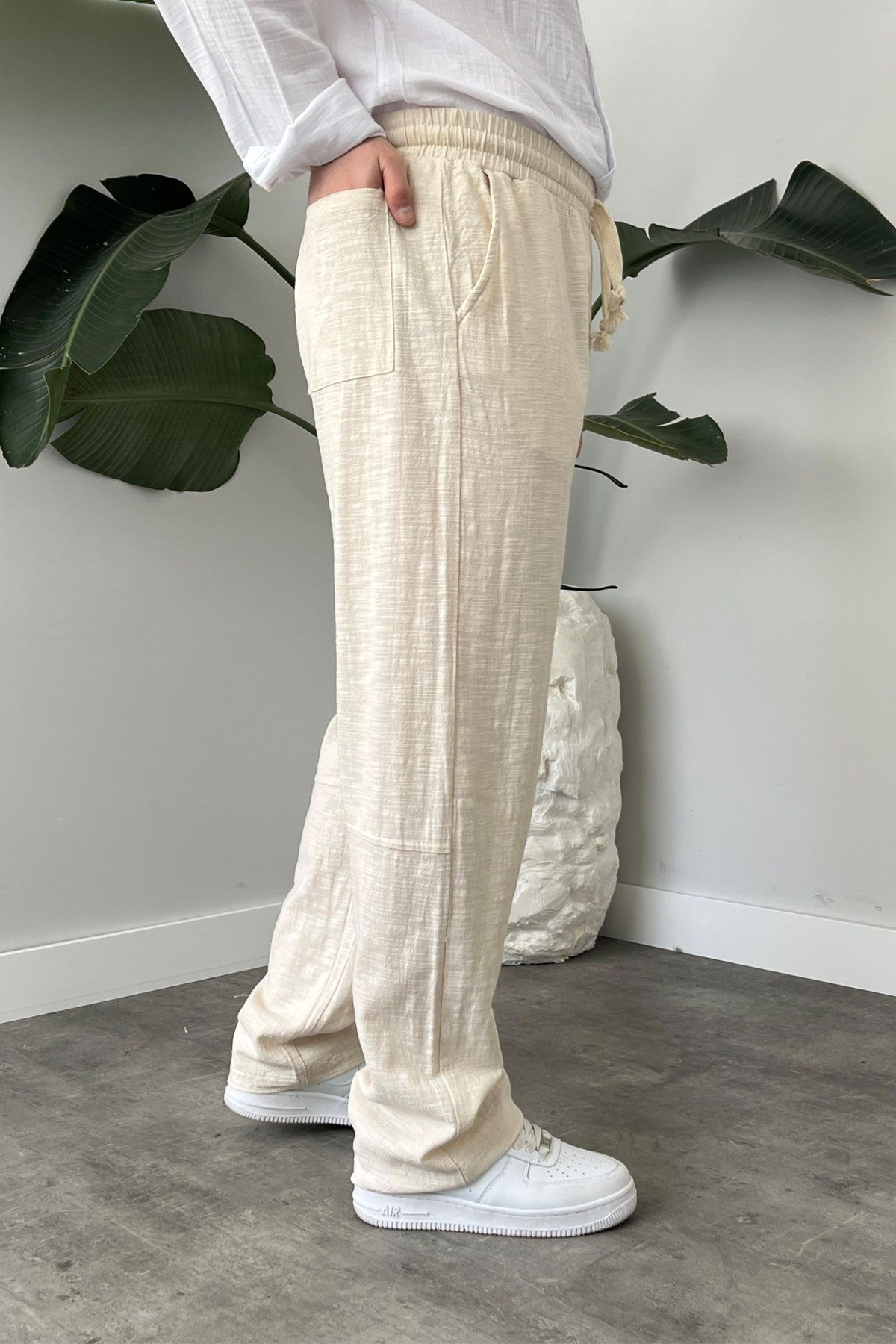 BayAygun 5070 Baggy Joger Keten Pantolon_Bej resmi