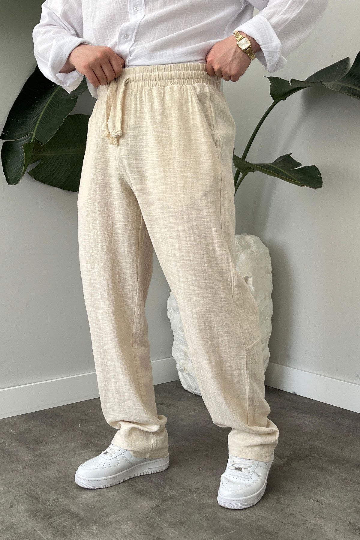 BayAygun 5070 Baggy Joger Keten Pantolon_Bej resmi