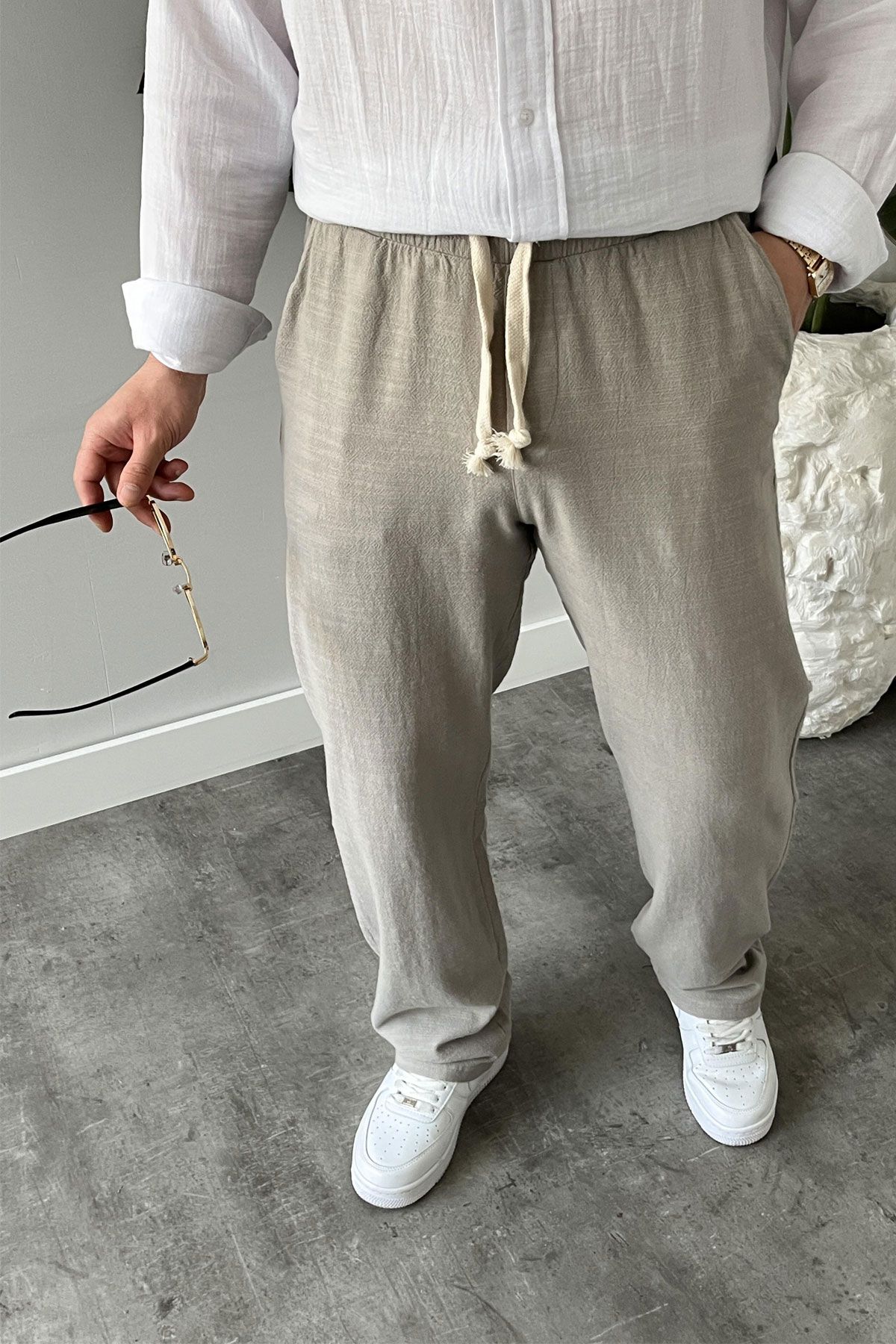 BayAygun 5070 Baggy Joger Keten Pantolon_Gri resmi