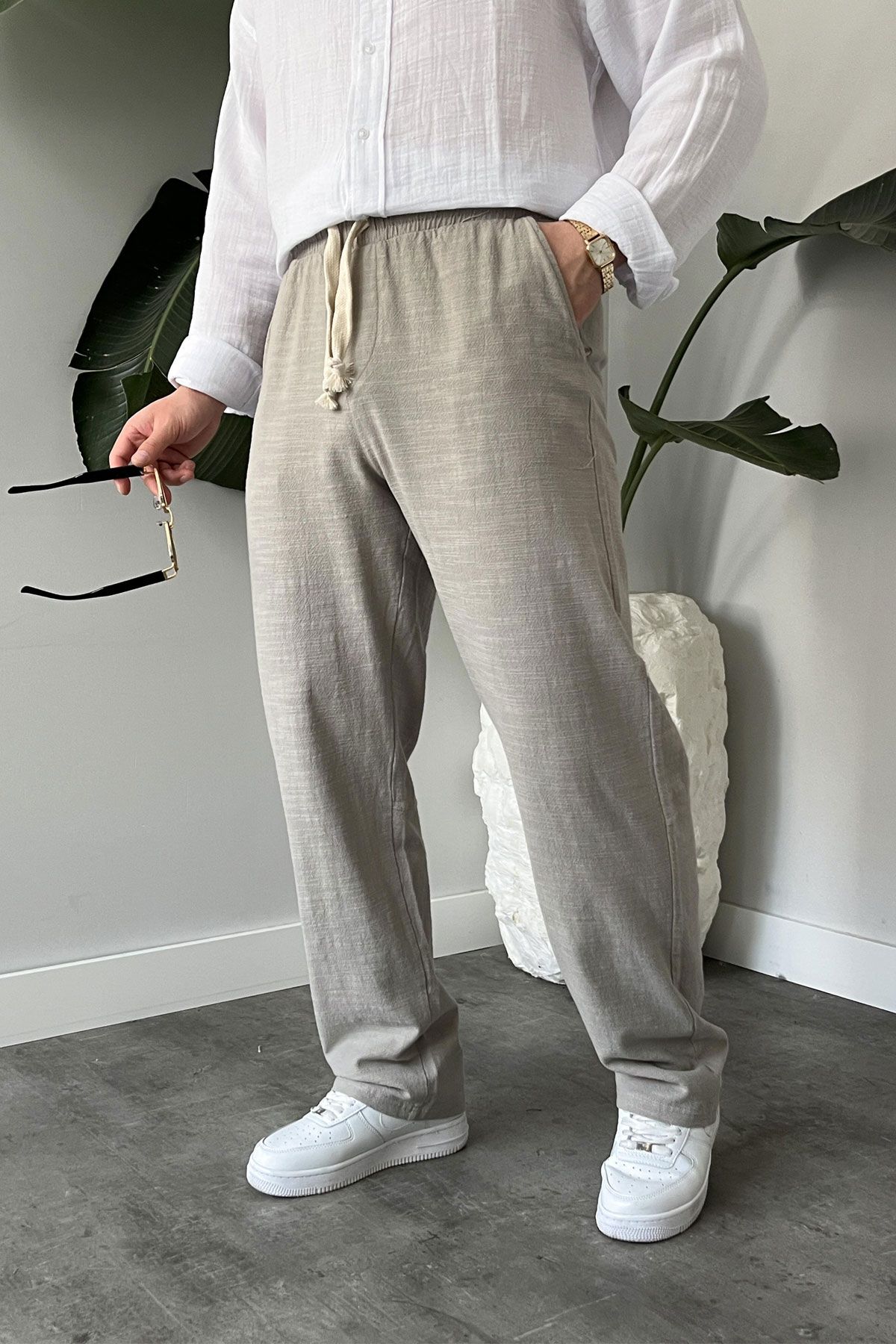 BayAygun 5070 Baggy Joger Keten Pantolon_Gri resmi