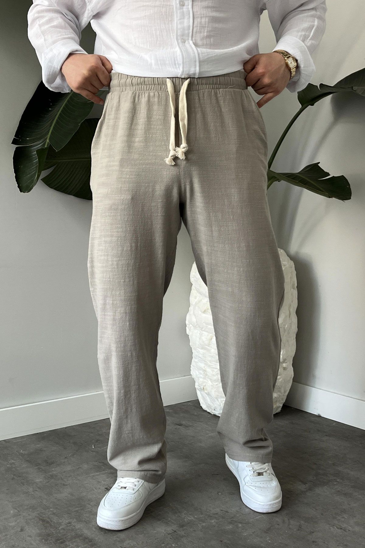 BayAygun 5070 Baggy Joger Keten Pantolon_Gri resmi