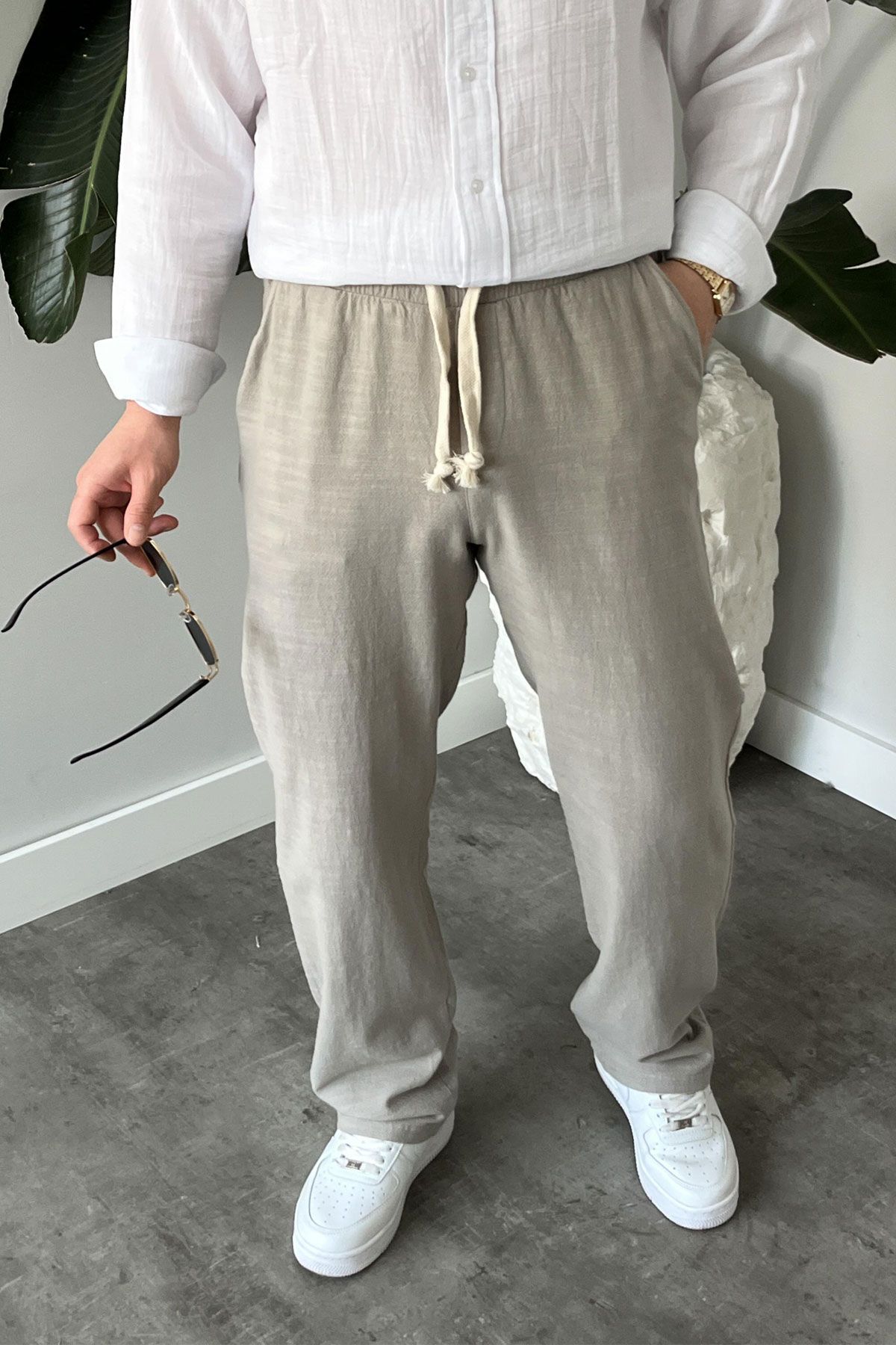 BayAygun 5070 Baggy Joger Keten Pantolon_Gri resmi