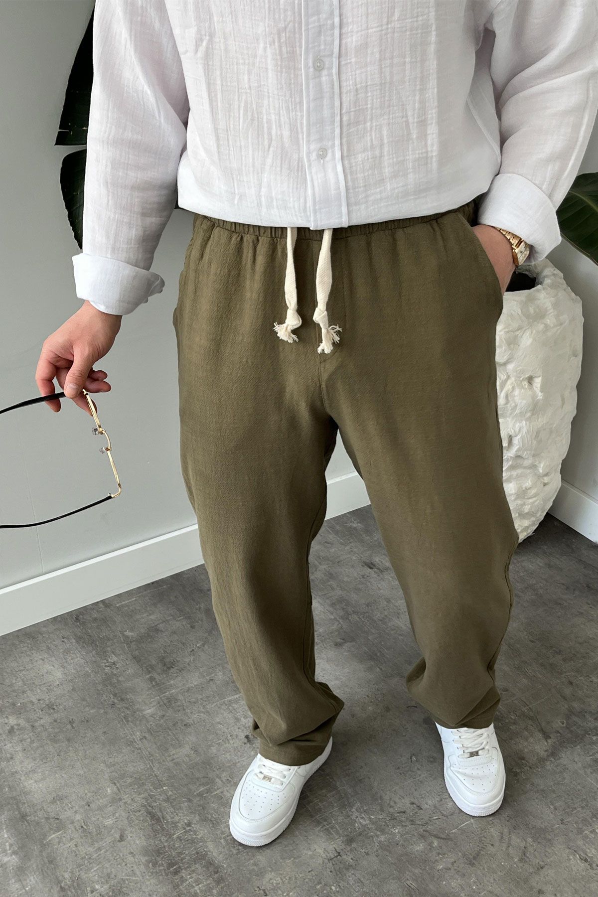 BayAygun 5070 Baggy Joger Keten Pantolon_Haki resmi