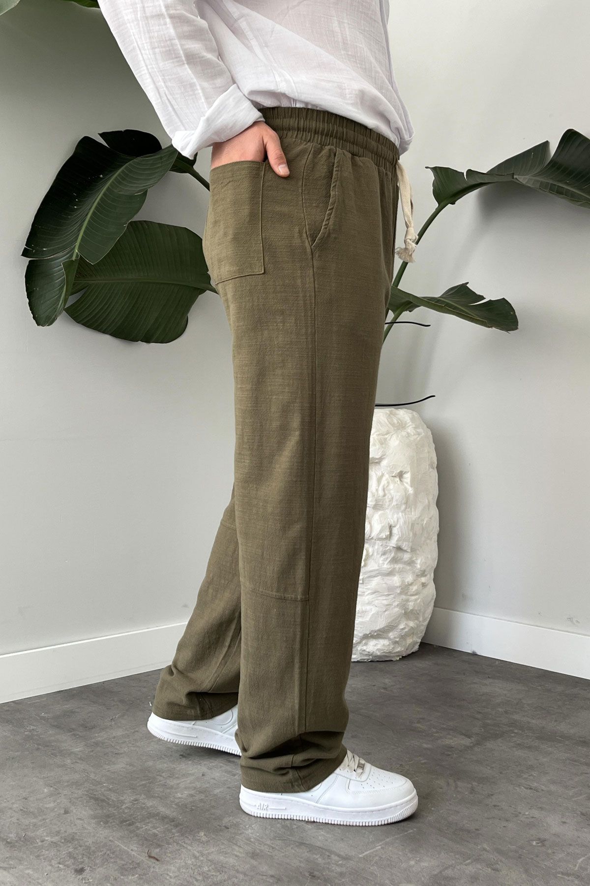 BayAygun 5070 Baggy Joger Keten Pantolon_Haki resmi