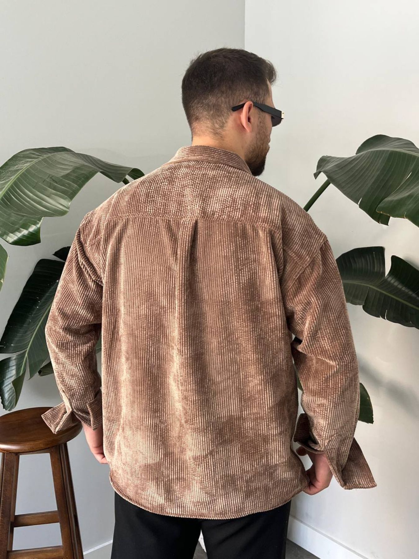 BayAygün 5103 Oversize Kadife Gomlek _Açık Kahve resmi