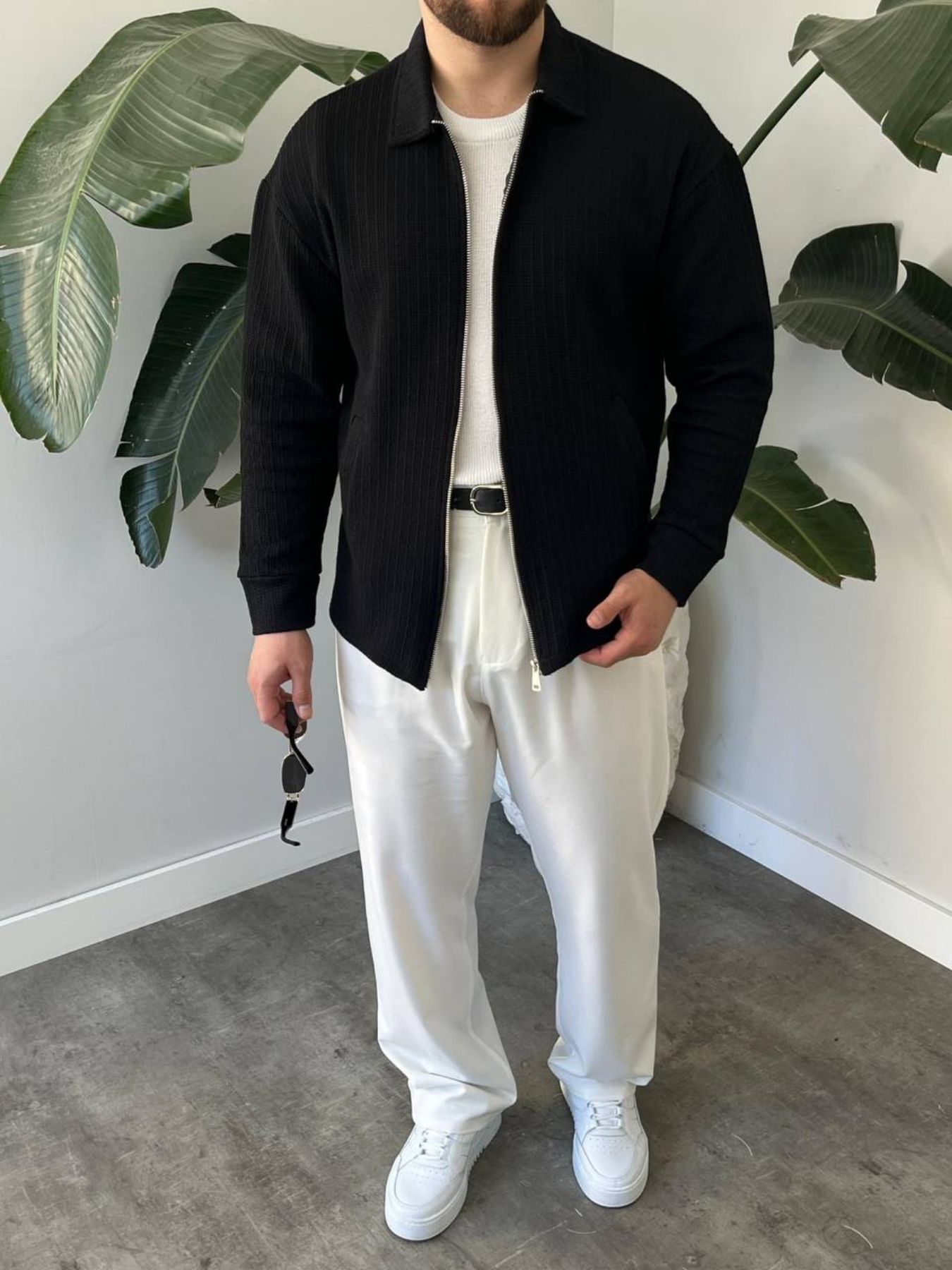 BayAygun 5104 Fermuarlı Yakalı Örme Mont _Siyah resmi