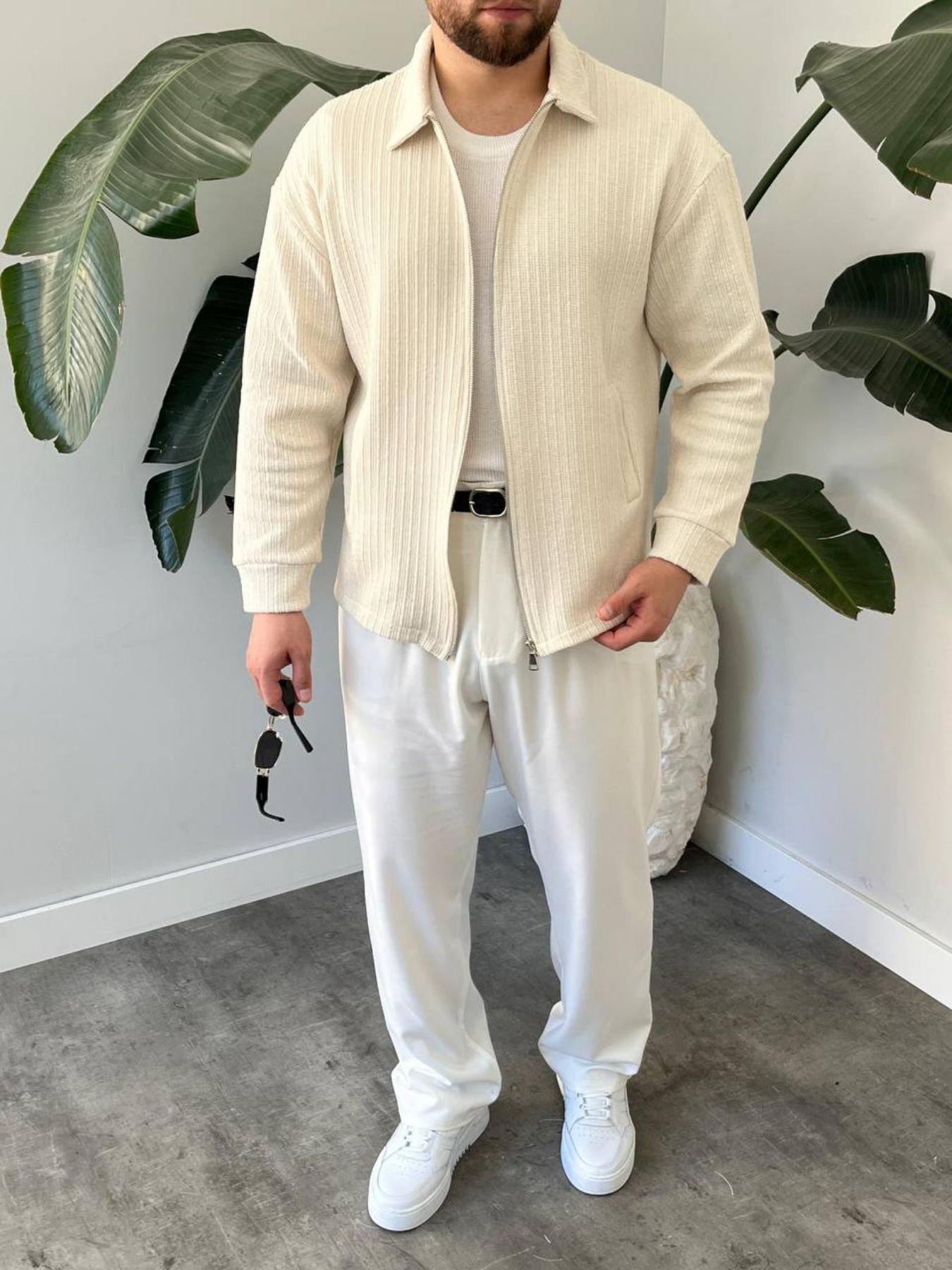 BayAygun 5104 Fermuarlı Yakalı Örme Mont _Bej resmi