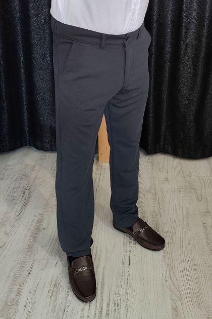 BayAygun 0510 Nokta Desenli Dar Kesim Pantolon _Füme resmi