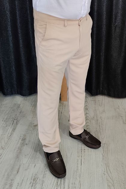 BayAygun 0510 Nokta Desenli Dar Kesim Pantolon _Açık Bej resmi