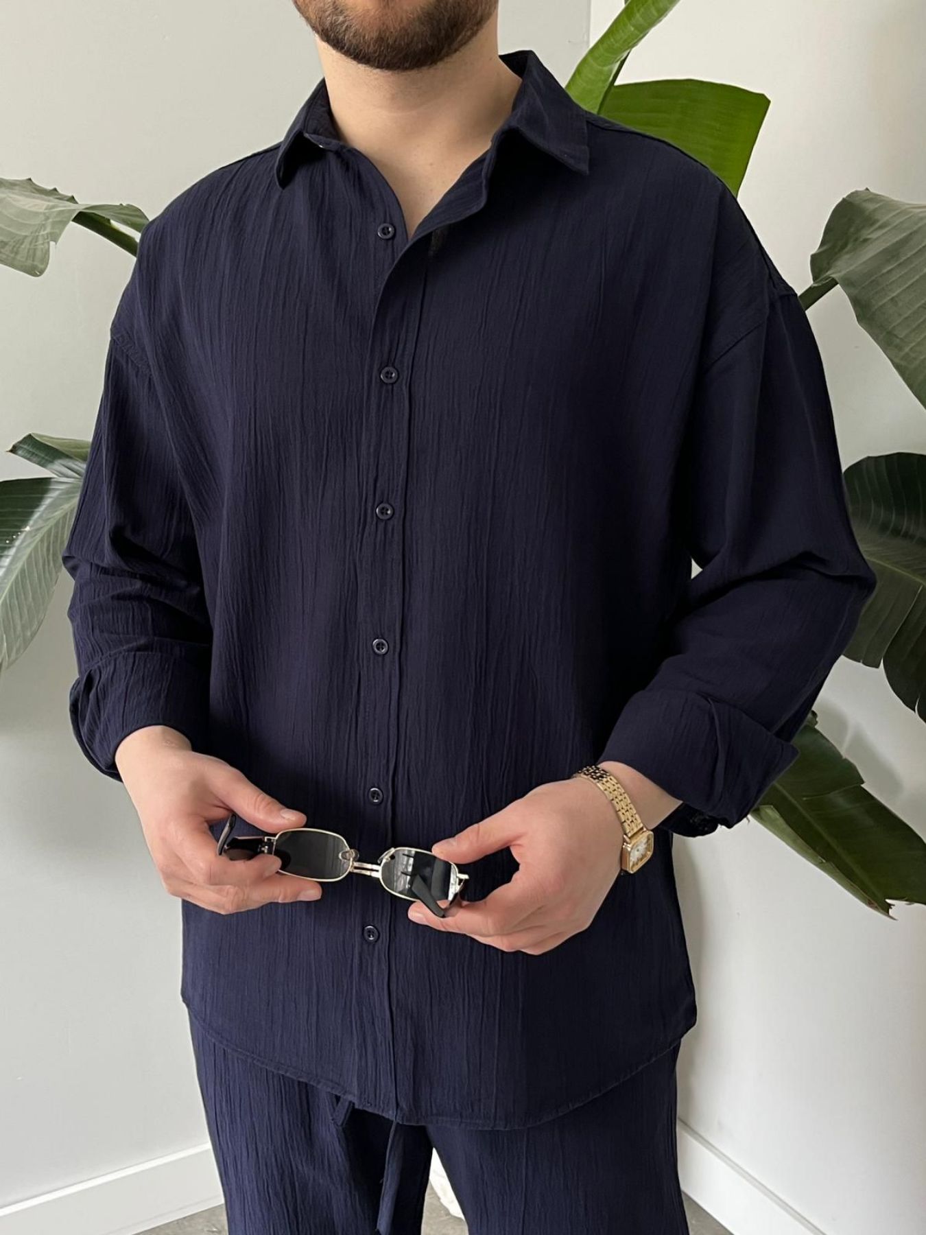 BayAygün 6020 Krinkıl Rahat Kalıp Alt Ust Takım _Lacivert resmi