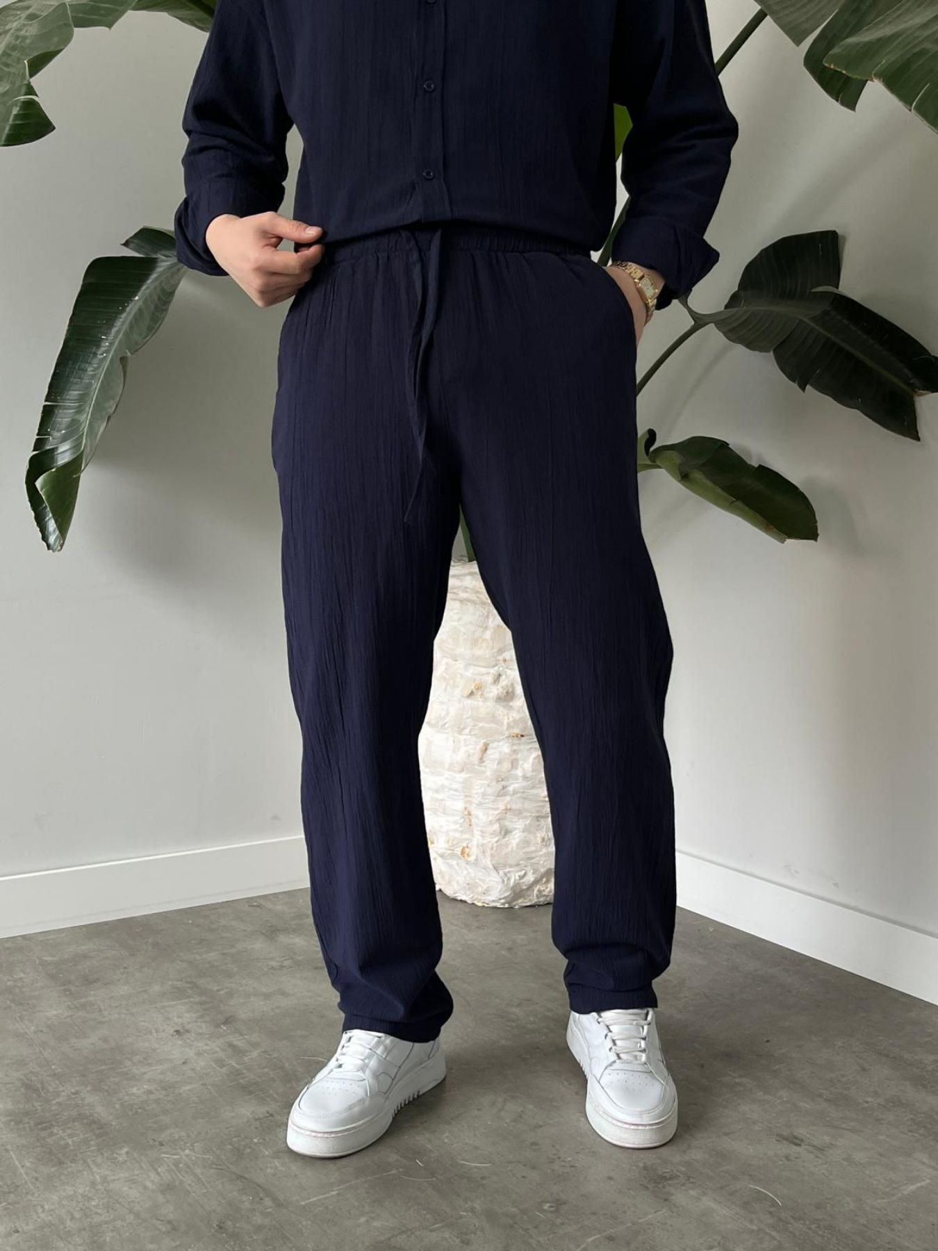 BayAygün 6020 Krinkıl Rahat Kalıp Alt Ust Takım _Lacivert resmi