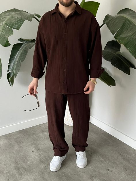 BayAygün 6020 Krinkıl Rahat Kalıp Alt Ust Takım _Kahve resmi