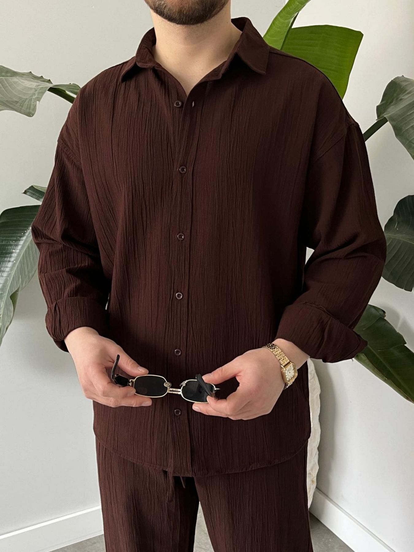 BayAygün 6020 Krinkıl Rahat Kalıp Alt Ust Takım _Kahve resmi