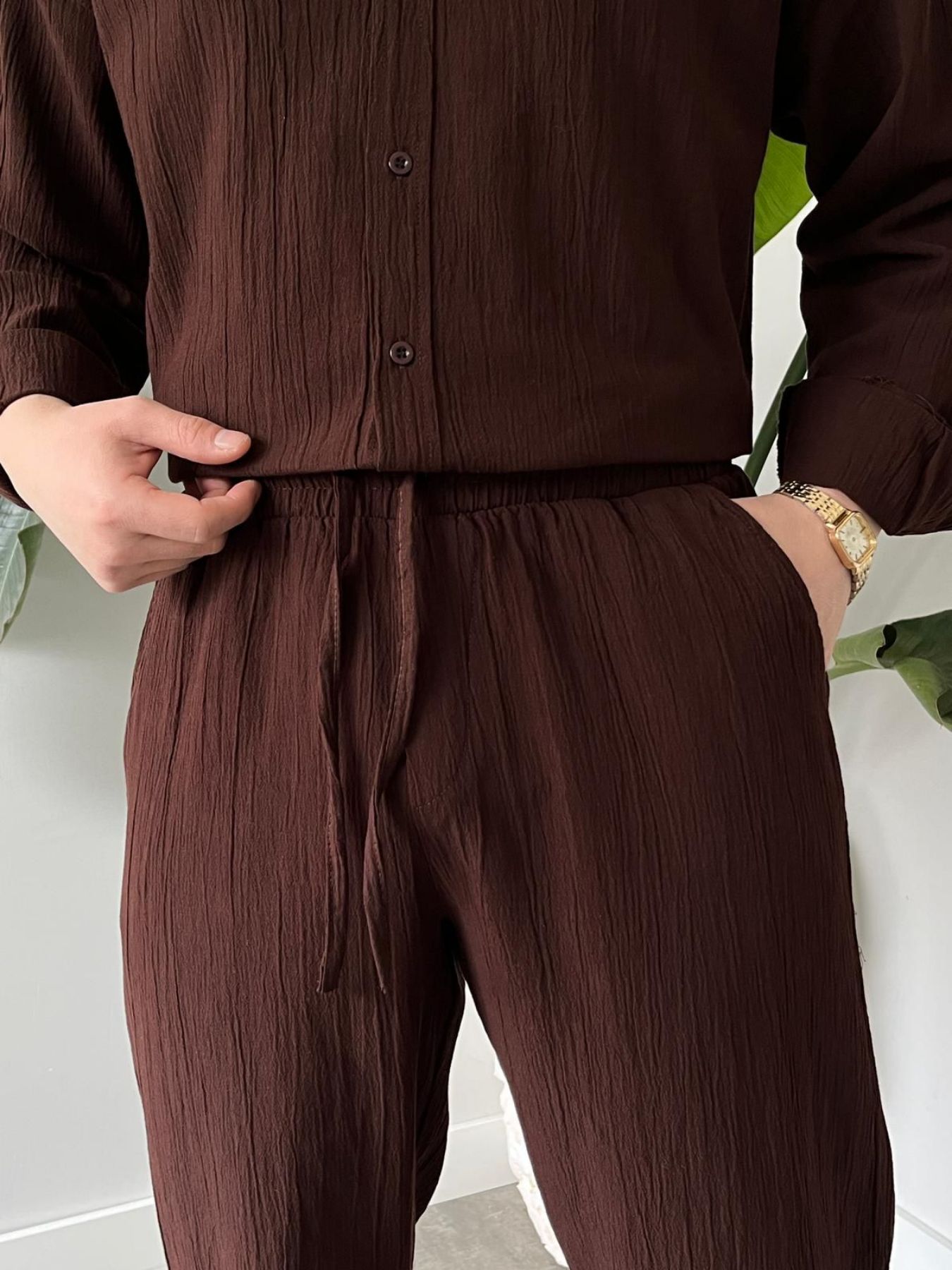 BayAygün 6020 Krinkıl Rahat Kalıp Alt Ust Takım _Kahve resmi