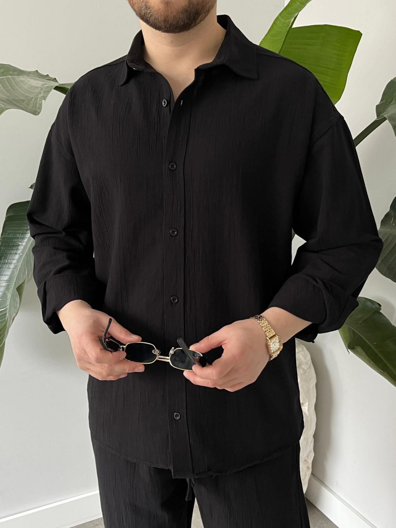 BayAygün 6020 Krinkıl Rahat Kalıp Alt Ust Takım _Siyah resmi