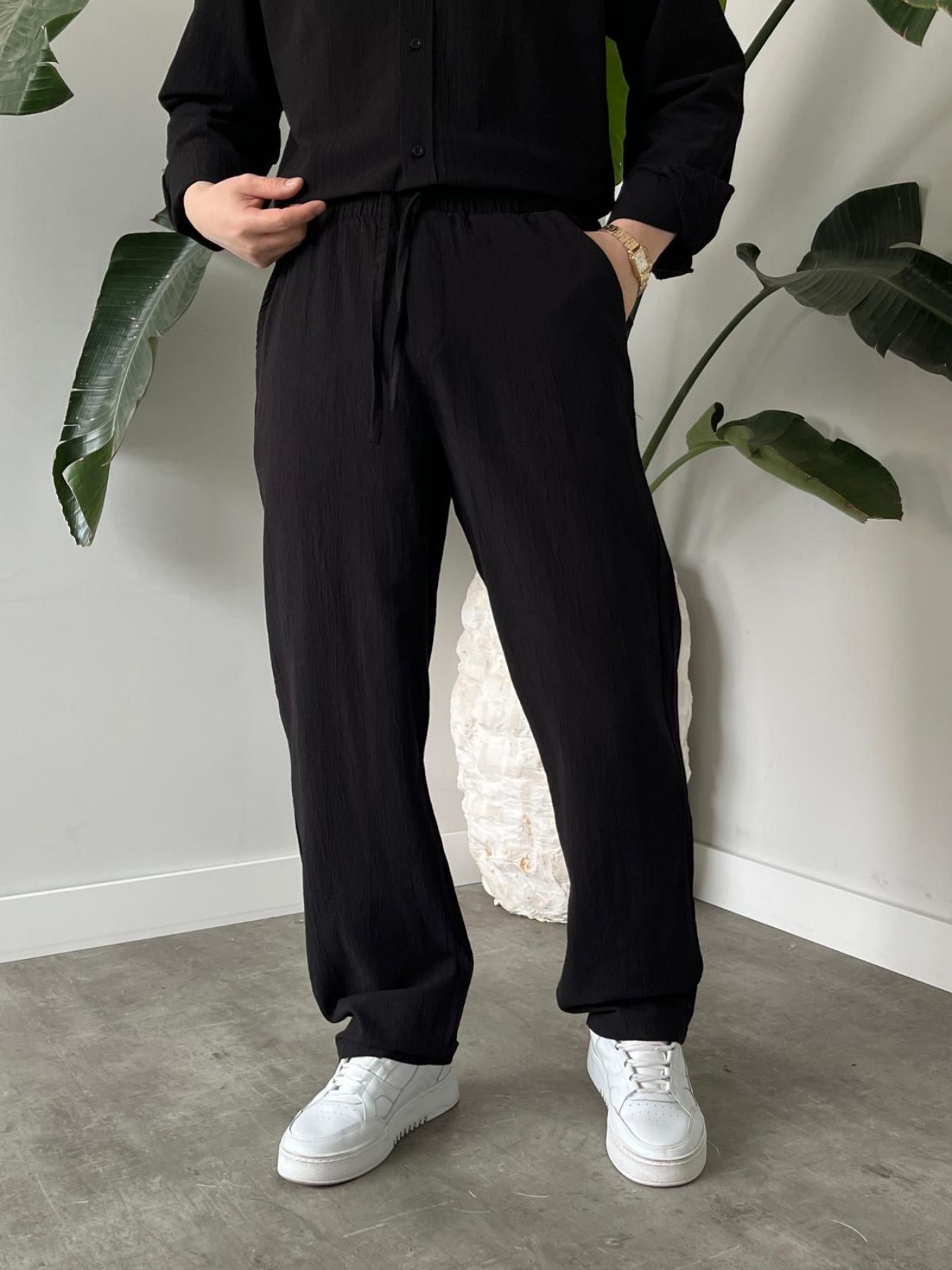 BayAygün 6020 Krinkıl Rahat Kalıp Alt Ust Takım _Siyah resmi